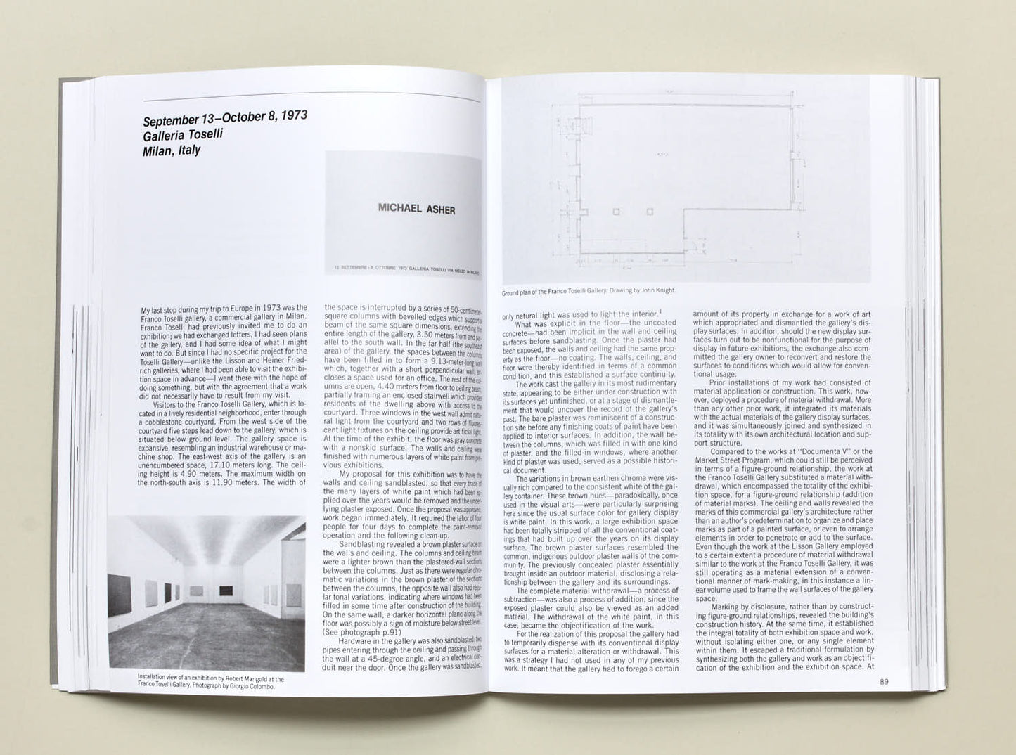 Michael Asher, Writings 1973–1983 on Works 1969–1979