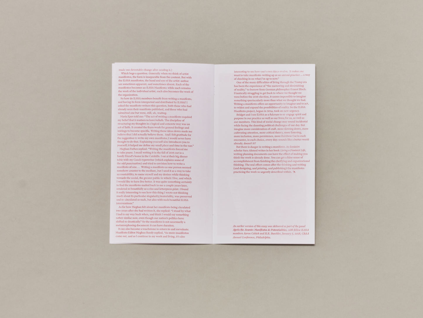 Emily Larned, Thinking What We Are Doing #2: Manifesting the Making (the ILSSA Manifesto Project)