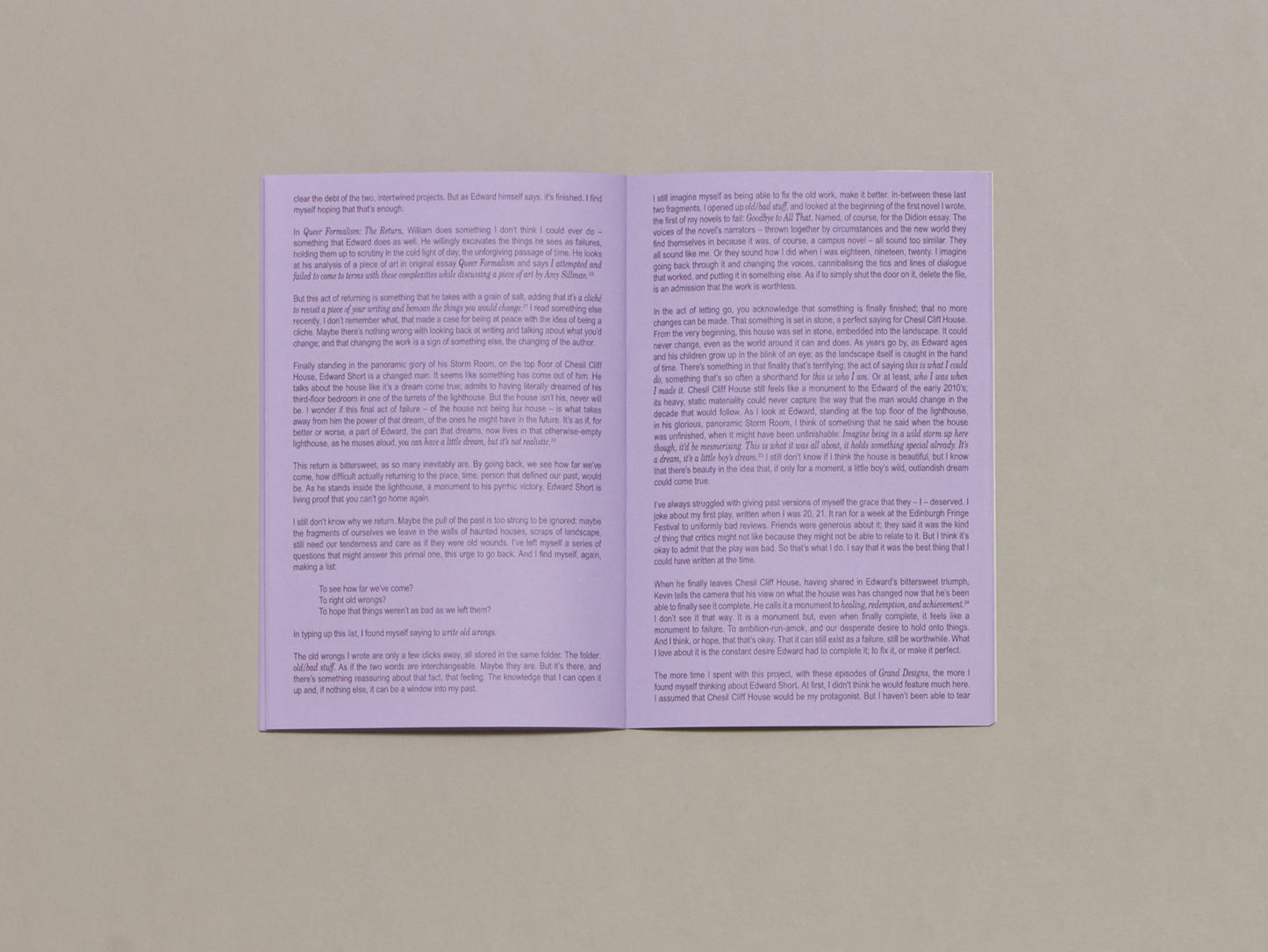 Sam Moore, A Series of Attempts #2, Chesil Cliff House and other failures