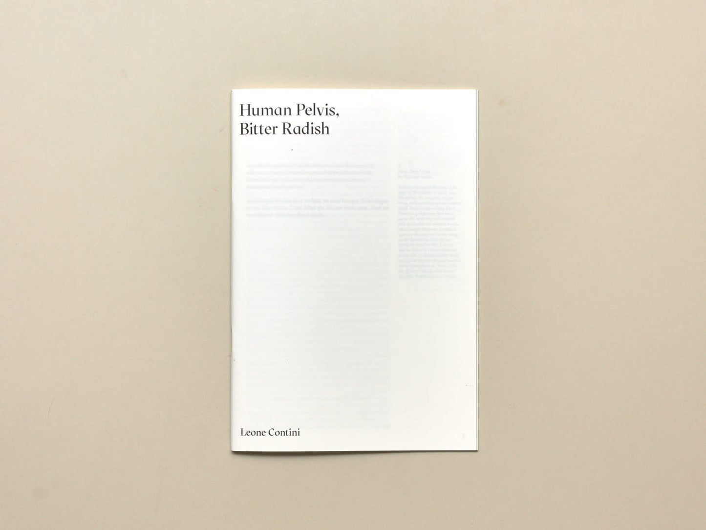 Leone Contini, Human Pelvis, Bitter Radish