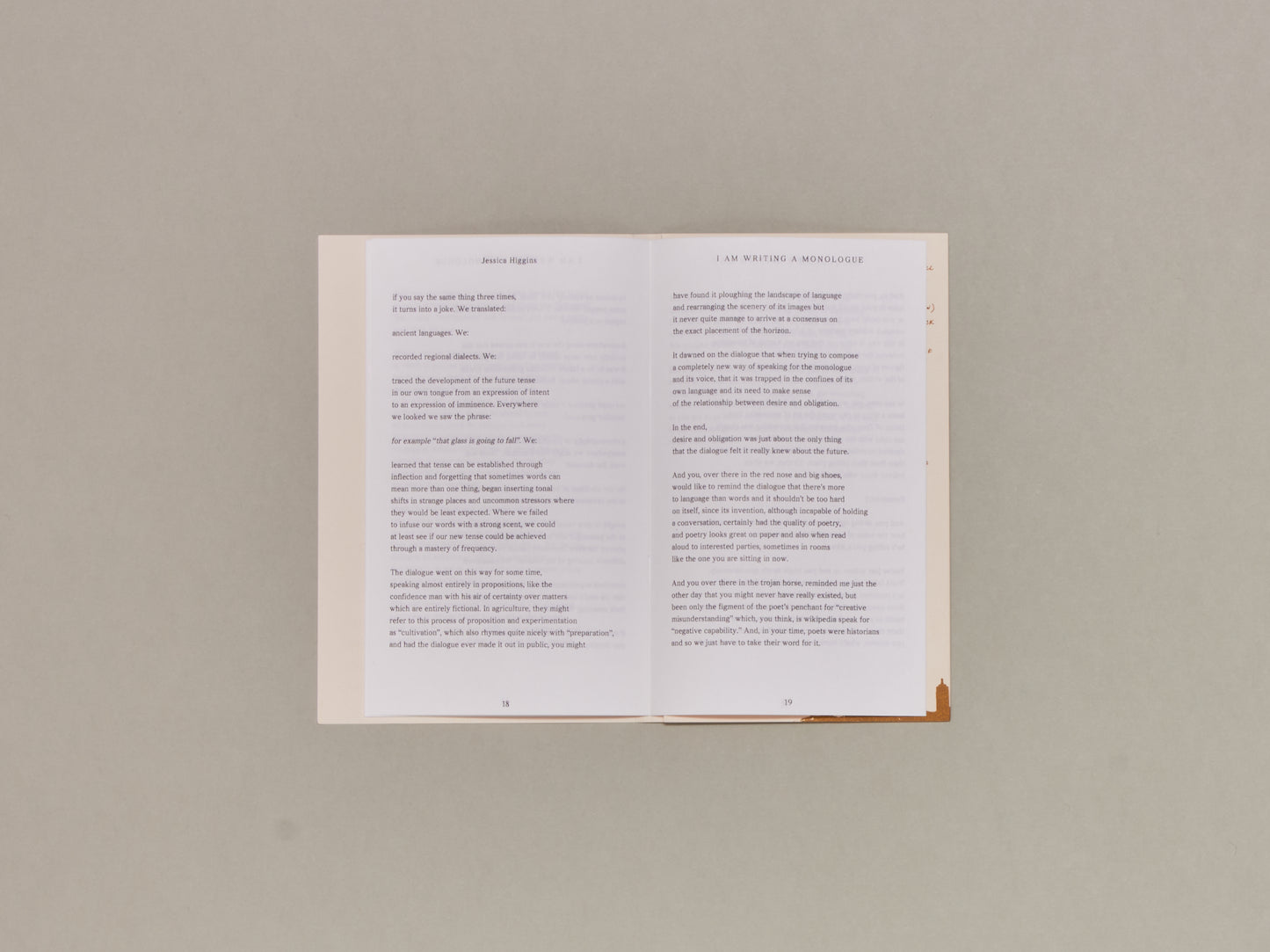 Jessica Higgins, I AM WRITING A MONOLOGUE