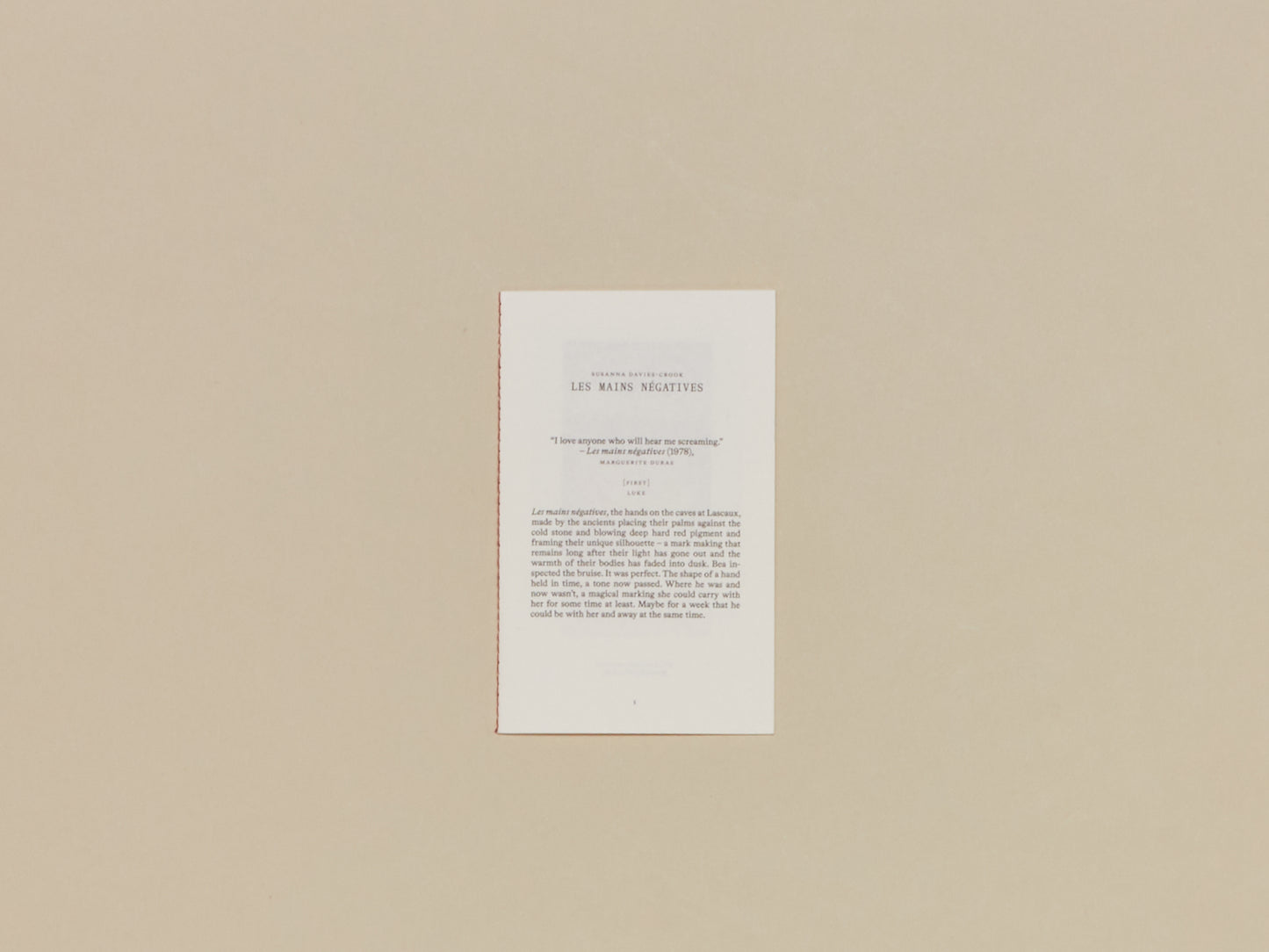 Susanna Davies-Crook, Les Mains Négatives