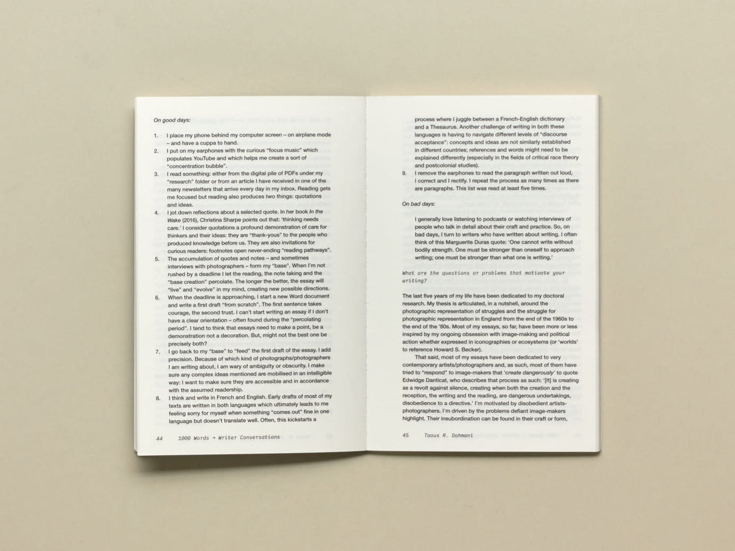 1000 Words, Writer Conversations