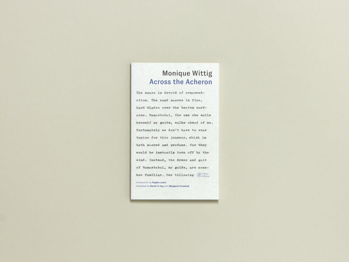 Monique Wittig, Across the Acheron