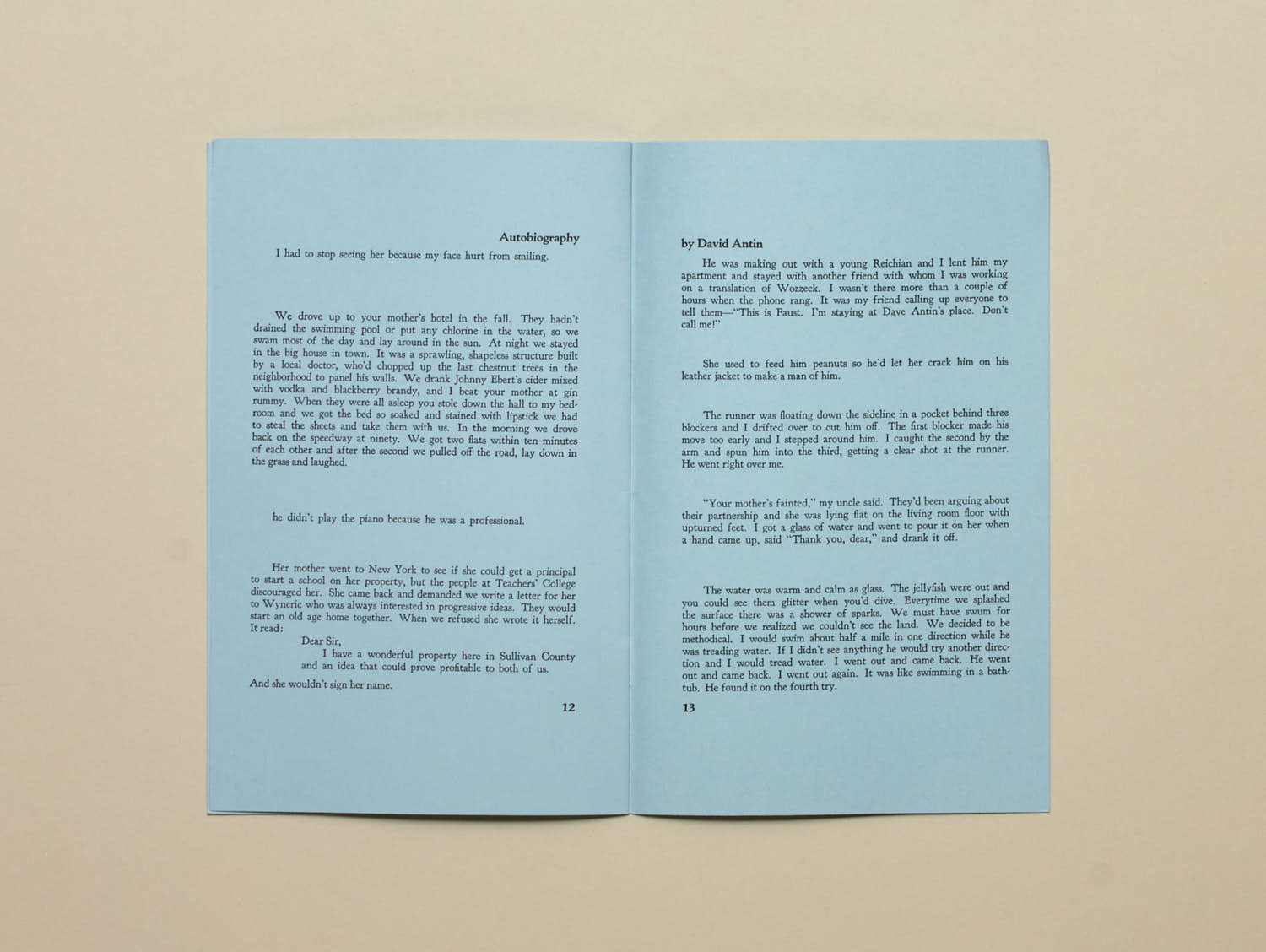 David Antin, Great Bear Pamphlet Series: Autobiography – Public