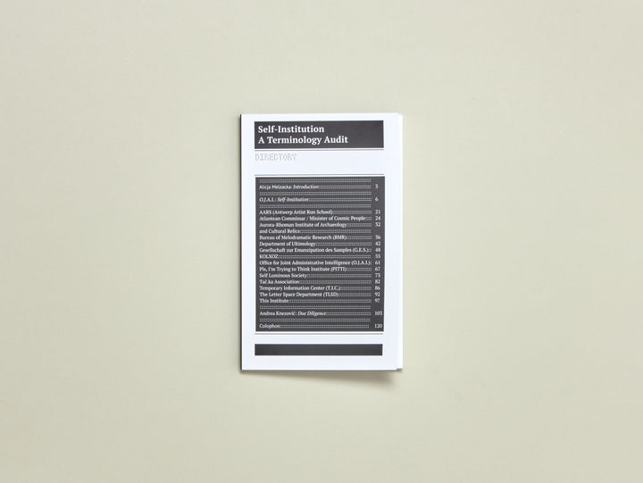 Self-Institution/ Terminology Audit: The Office for Joint Administrative Intelligence (O.J.A.I.)