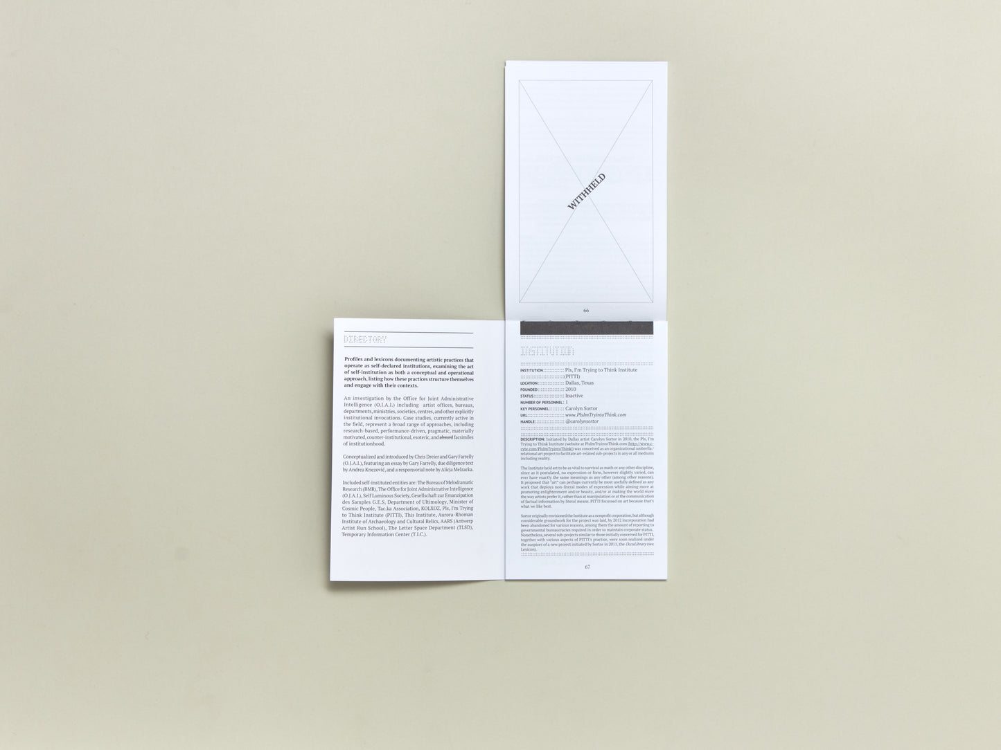 Self-Institution/ Terminology Audit: The Office for Joint Administrative Intelligence (O.J.A.I.)