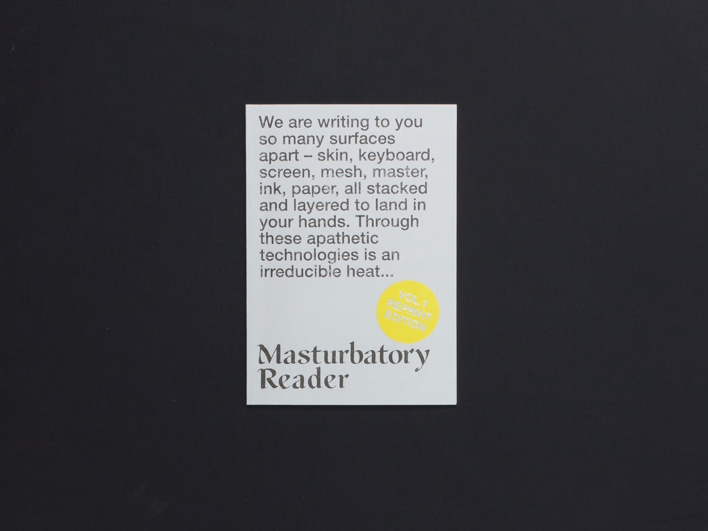 Masturbatory Reader, Reprint Edition