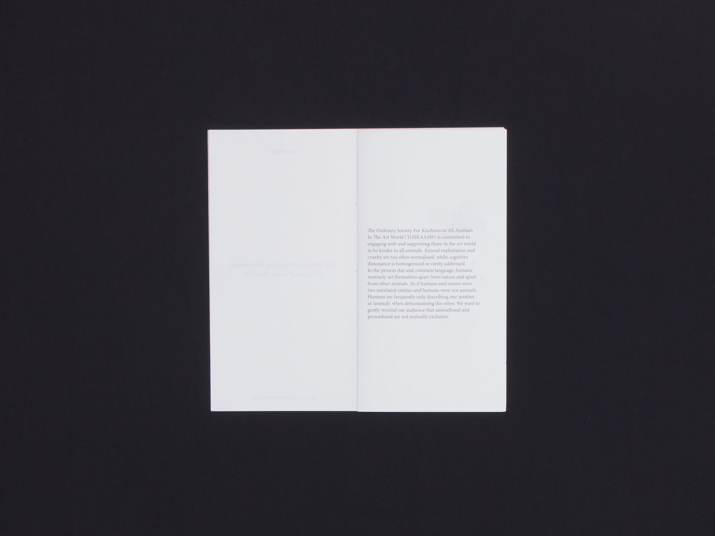 The Ordinary Society for Kindness to All Animals in the Art World Manifesto