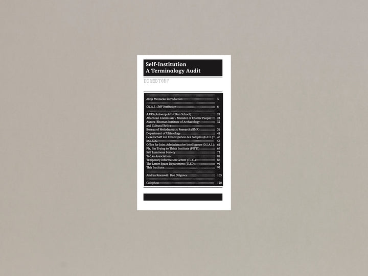 Self-Institution/ Terminology Audit: The Office for Joint Administrative Intelligence (O.J.A.I.)